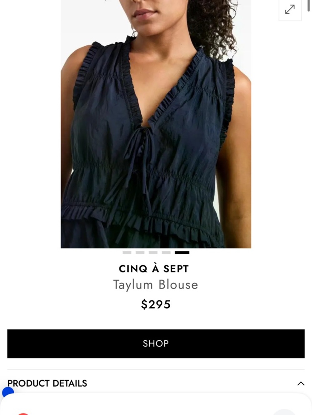 cinq a sept Navy Ruffle V-Neck Taylum Blouse